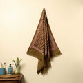 Brown - pipad printed cotton handloom towel 20 - handcrafted