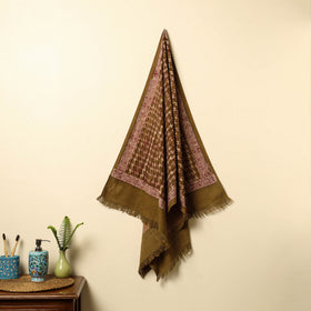 Brown - pipad printed cotton handloom towel 20 - handcrafted
