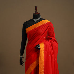 Red Kandangi Chettinad Cotton Saree with Border
