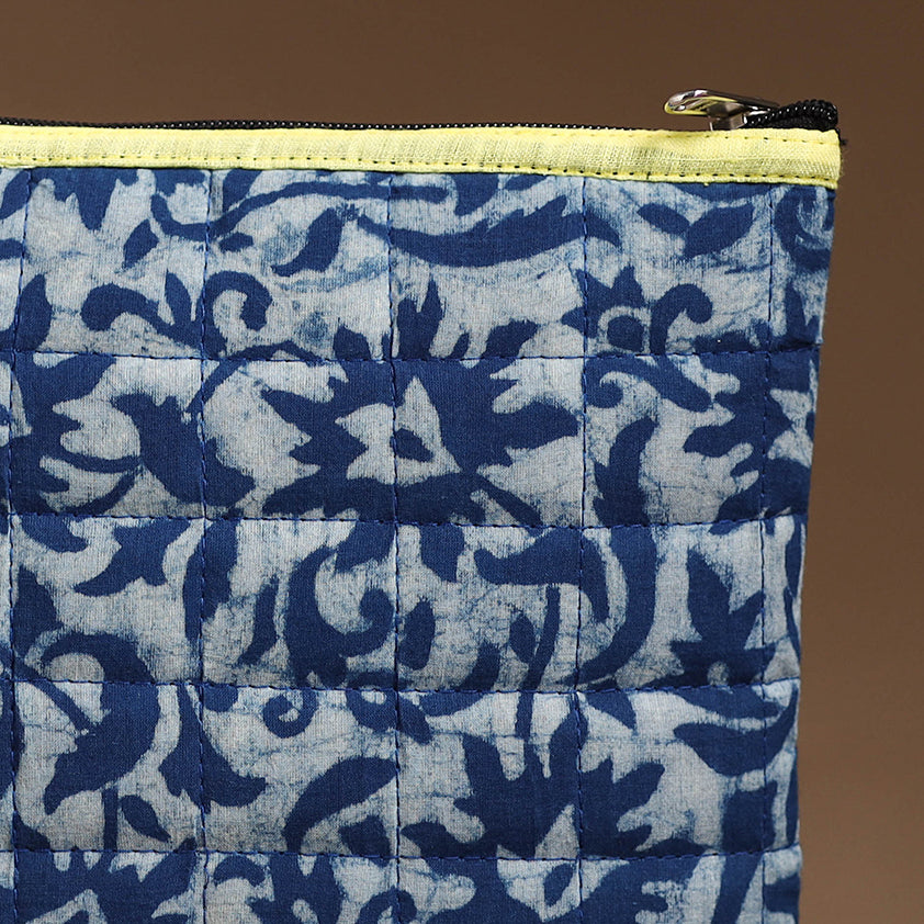 Blue - Handmade Quilted Cotton Utility Pouch 41