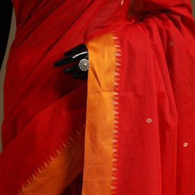 Red Kandangi Chettinad Cotton Saree with Border
