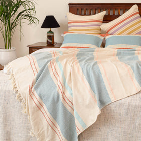 Pure Cotton Handwoven Bed/Sofa Throw with Cushion Cover Set 03