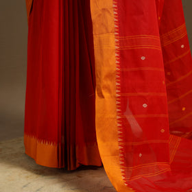 Red Kandangi Chettinad Cotton Saree with Border