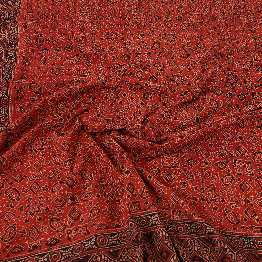 Red - Block Print Cotton Double Ajrakh Bed Sheet Set 05