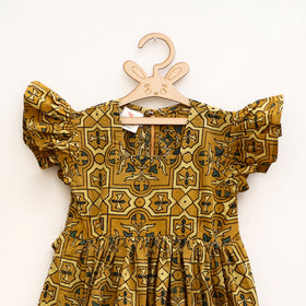 Pure Cotton Girls Tiered Frock Dress in Ajrakh Block Print (3-4 Years) 32