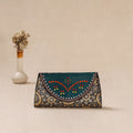 Traditional Kutch Mashru Silk Leather Flap Clutch / Wallet 30