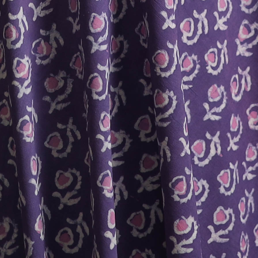 Purple - Bagru Dabu Hand Block Print Natural Dyed Cotton Fabric 19