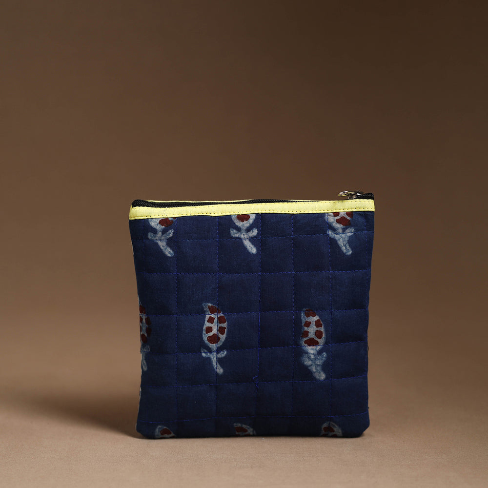 Blue - Handmade Quilted Cotton Utility Pouch 42