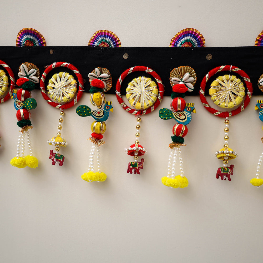 Diwali Decor Handmade Gota & Bead Work Toran 04