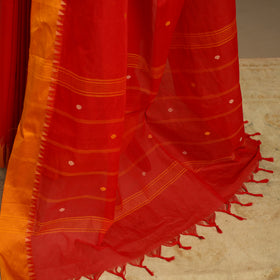 Red Kandangi Chettinad Cotton Saree with Border