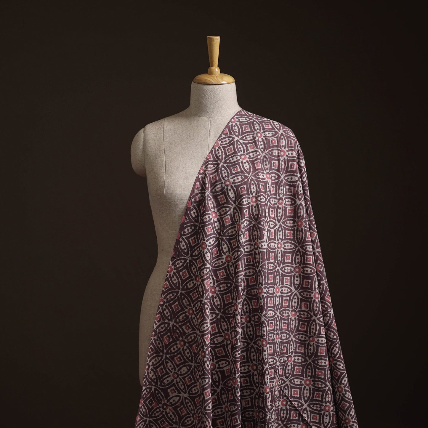 Brown - Bagru Dabu Hand Block Print Natural Dyed Cotton Fabric 20