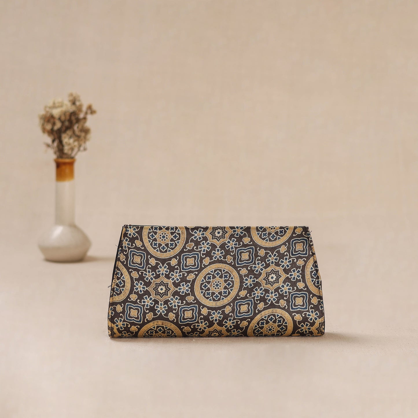 Traditional Kutch Mashru Silk Leather Flap Clutch / Wallet 30