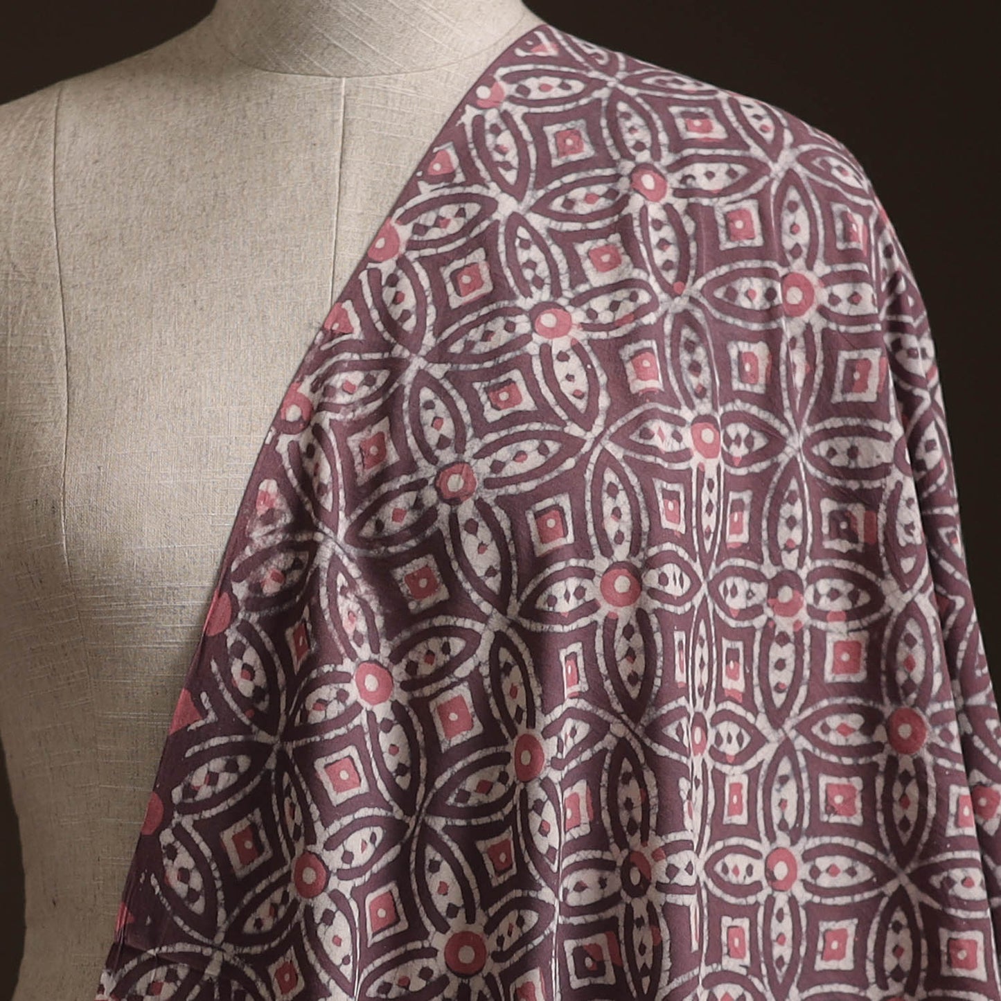 Brown - Bagru Dabu Hand Block Print Natural Dyed Cotton Fabric 20