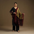 Pen Work Cotton Ikat Border Handpainted Kalamkari Dupatta