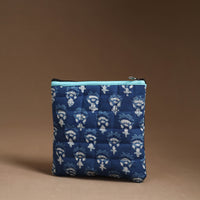 Blue - Handmade Quilted Cotton Utility Pouch 43