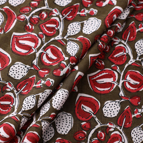  Red Jaipur Block Print Fabric - Floral Rajasthani