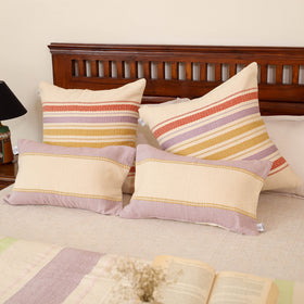 Pure Cotton Handwoven Bed/Sofa Throw with Cushion Cover Set 04