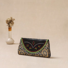 Traditional Kutch Mashru Silk Leather Flap Clutch / Wallet 32