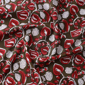  Red Jaipur Block Print Fabric - Floral Rajasthani