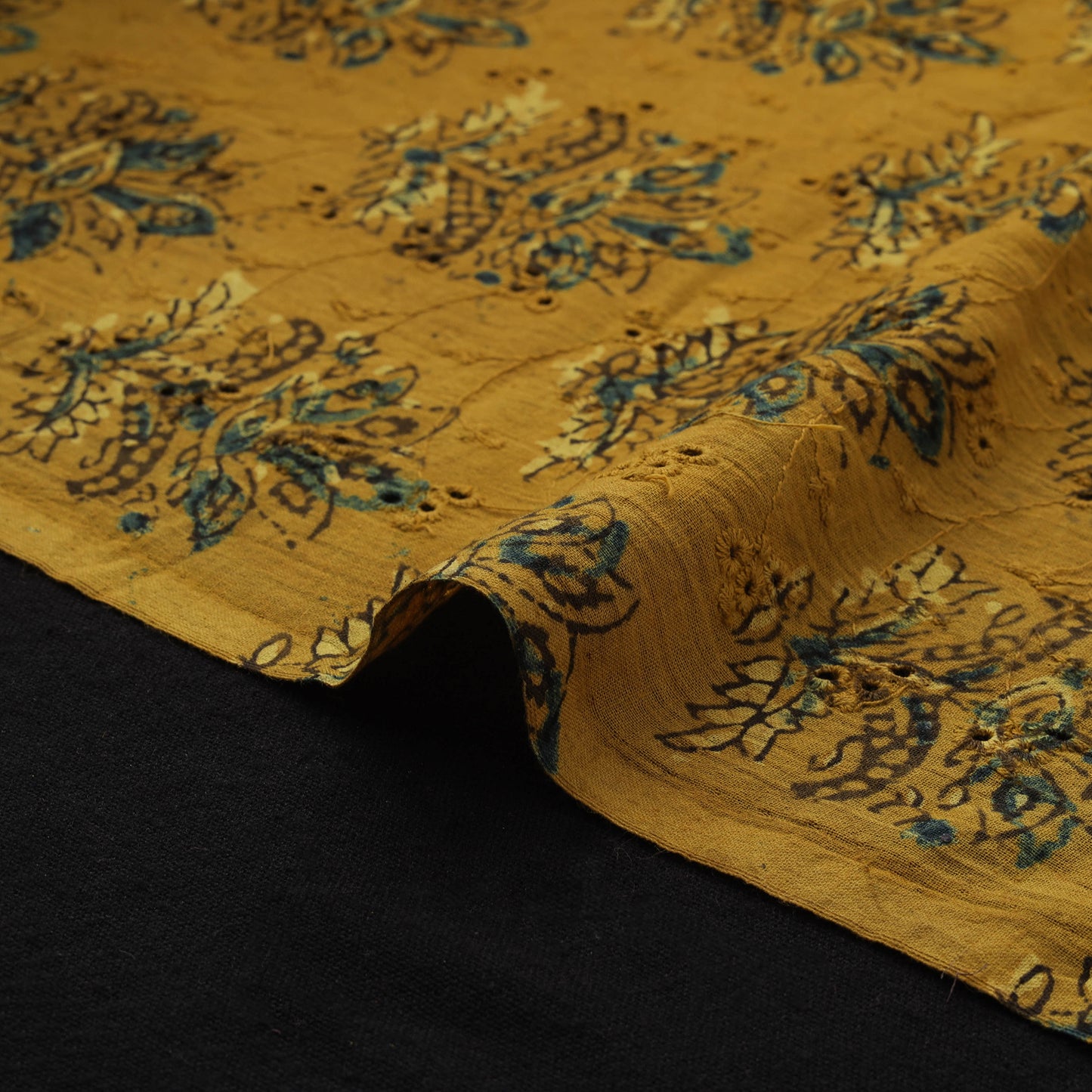 Natural Dyed Ajrakh Hand Block Print Cotton Hakoba Fabric 119