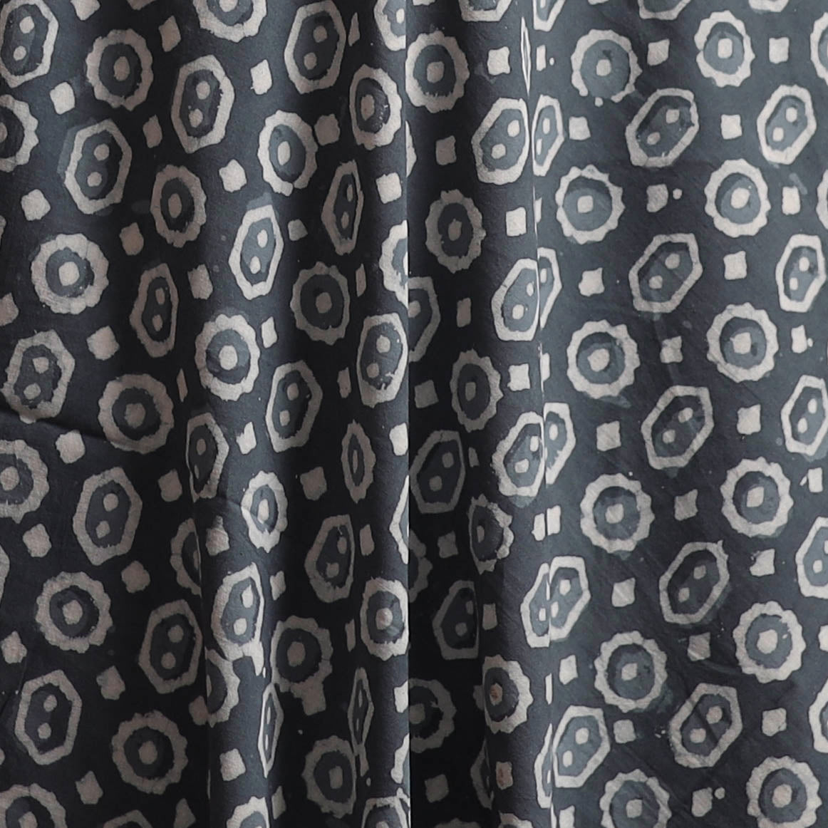 Gray - Bagru Dabu Hand Block Print Natural Dyed Cotton Fabric 21