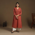 Buy A-Line Cotton Jacquard Kurta for Women
