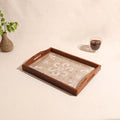 Lucknowi Chikankari Zari Hand Embroidered Sheesham Wood Tray 02