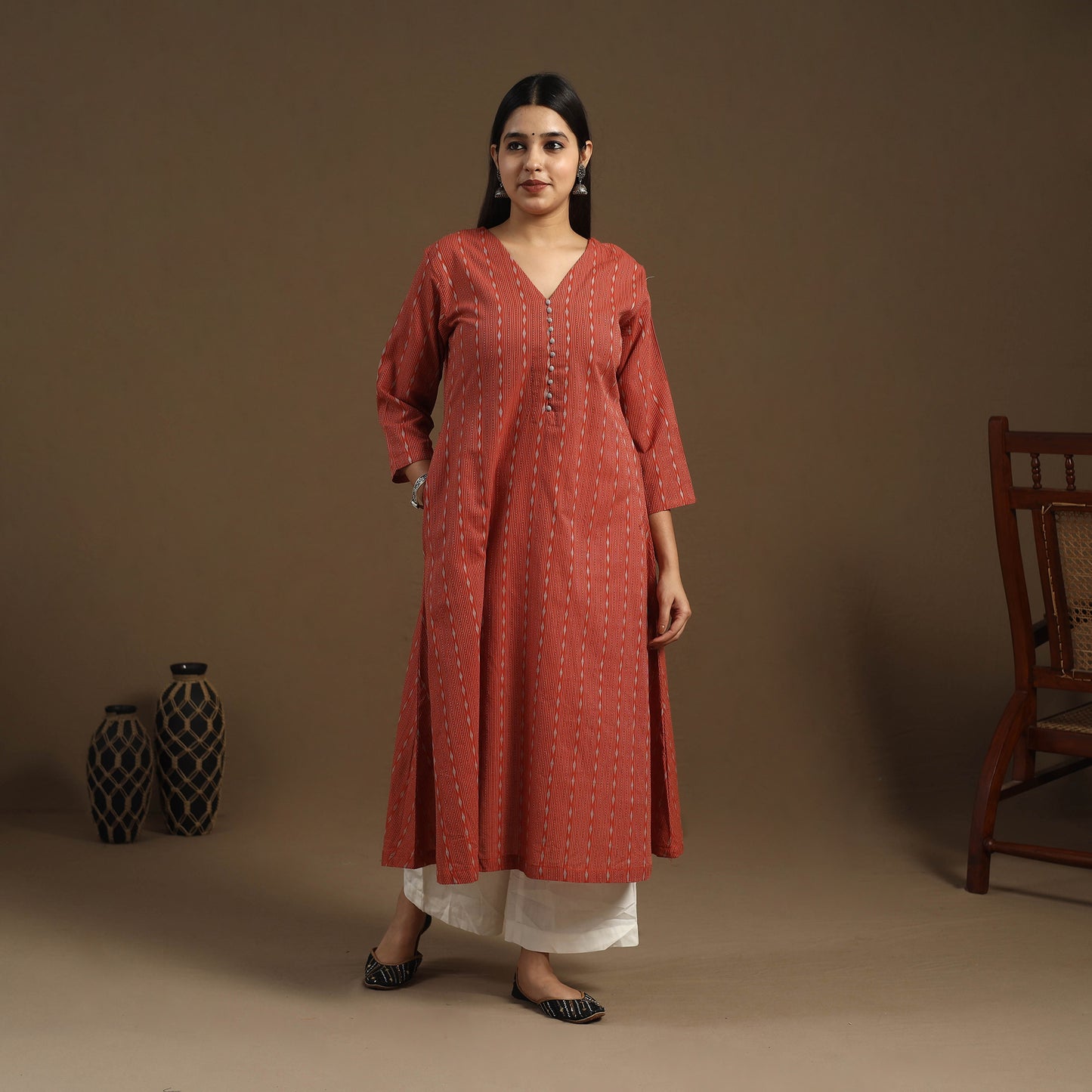 Buy A-Line Cotton Jacquard Kurta for Women