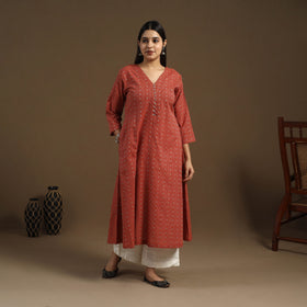 Buy A-Line Cotton Jacquard Kurta for Women