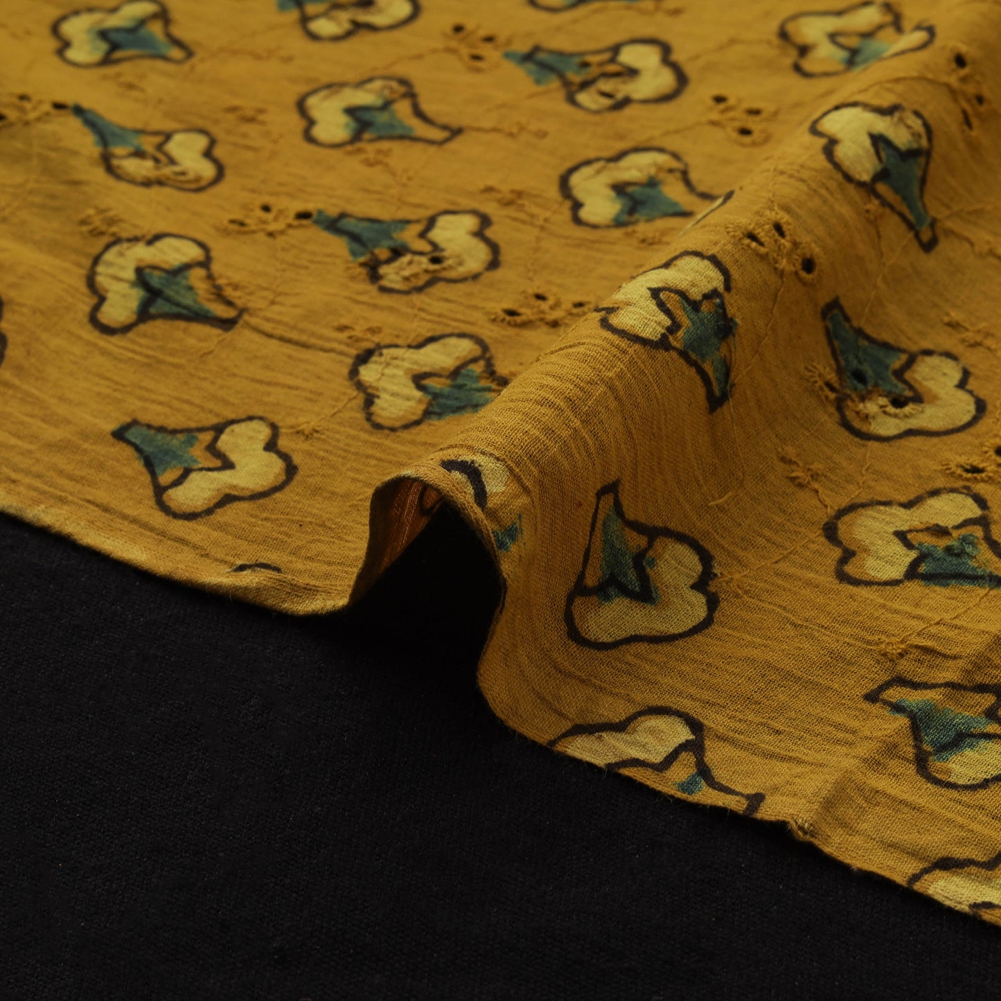 Natural Dyed Ajrakh Hand Block Print Cotton Hakoba Fabric 120
