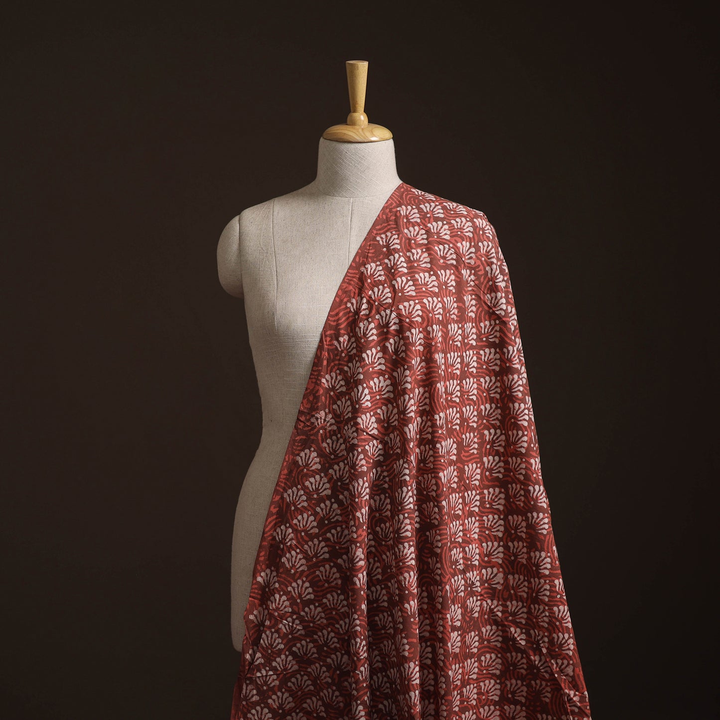 Orange - Bagru Dabu Hand Block Print Natural Dyed Cotton Fabric 23