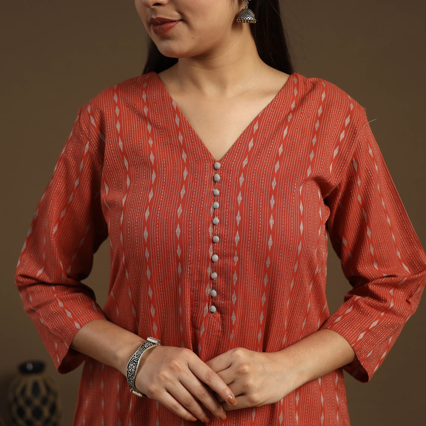 Buy A-Line Cotton Jacquard Kurta for Women