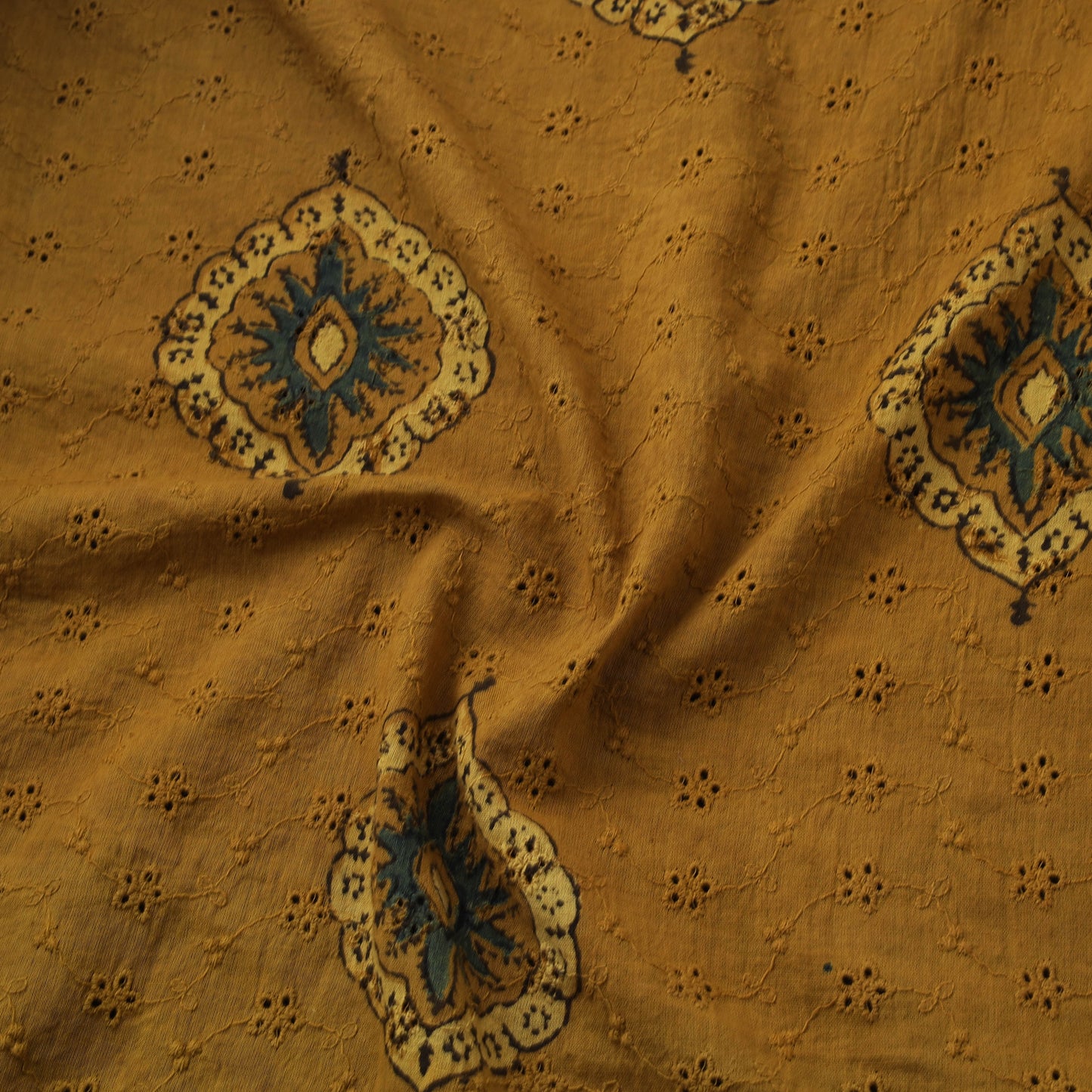 Natural Dyed Ajrakh Hand Block Print Cotton Hakoba Fabric 121