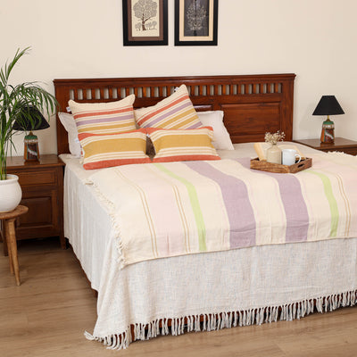 Pure Cotton Handwoven Bed/Sofa Throw with Cushion Cover Set 05