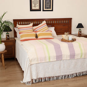 Pure Cotton Handwoven Bed/Sofa Throw with Cushion Cover Set 05