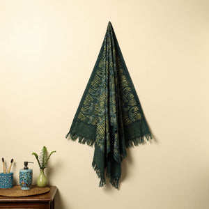 Green - Handloom Block Printed Cotton Bindaas Towel 25