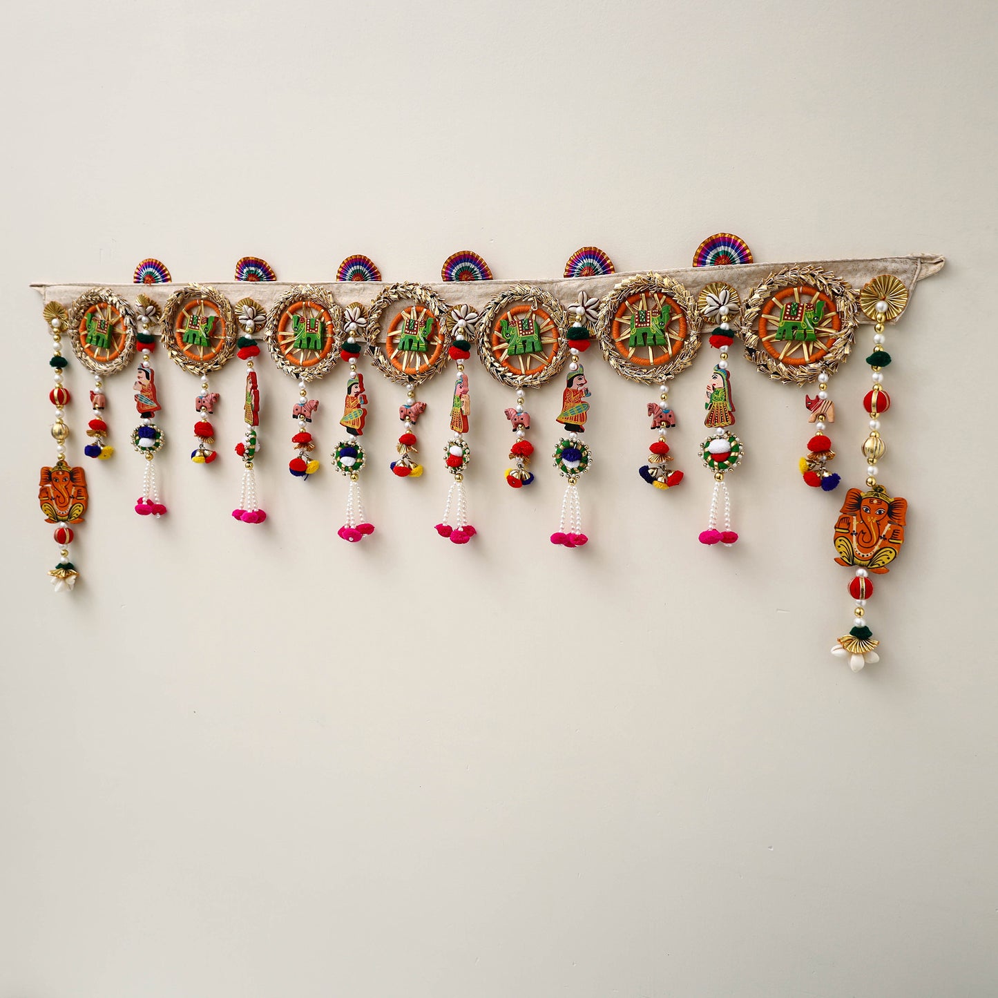 Diwali Decor Handmade Gota & Bead Work Toran 07