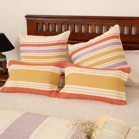 Pure Cotton Handwoven Bed/Sofa Throw with Cushion Cover Set 05