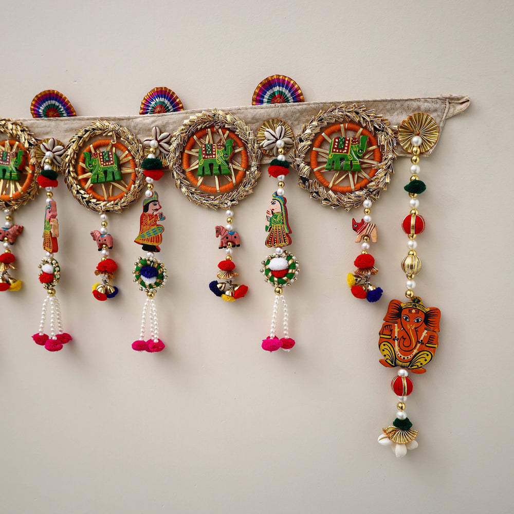 Diwali Decor Handmade Gota & Bead Work Toran 07