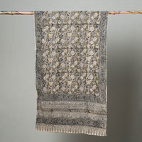 Grey - Natural Dyed Block Print Mul Cotton Kalamkari Stole 49