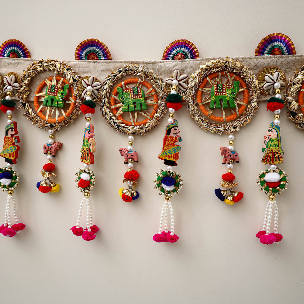 Diwali Decor Handmade Gota & Bead Work Toran 07