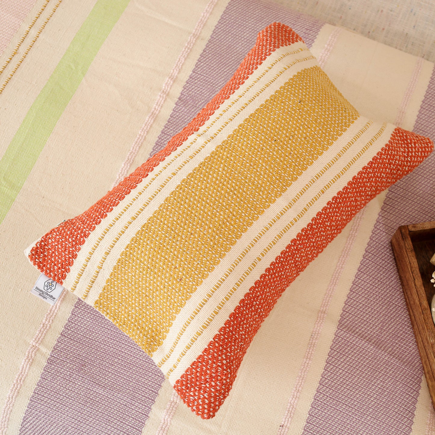 Pure Cotton Handwoven Bed/Sofa Throw with Cushion Cover Set 05
