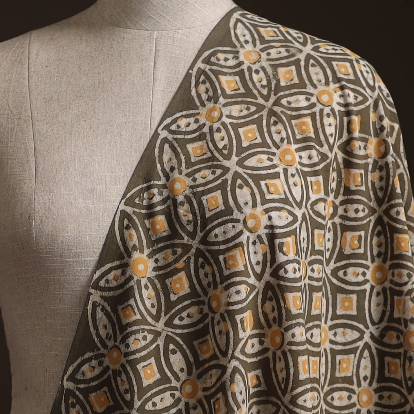 Brown - Bagru Dabu Hand Block Print Natural Dyed Cotton Fabric 24