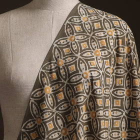 Brown - Bagru Dabu Hand Block Print Natural Dyed Cotton Fabric 24