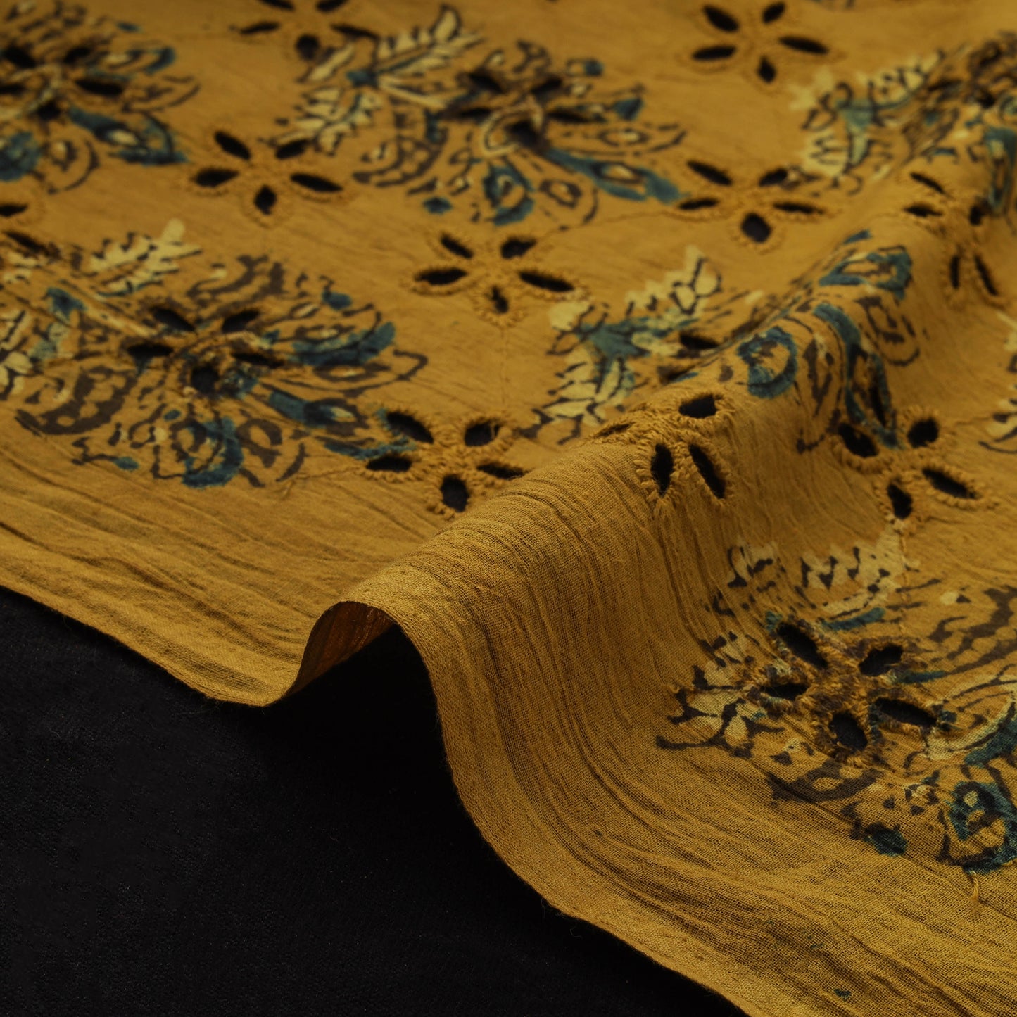 Natural Dyed Ajrakh Hand Block Print Cotton Hakoba Fabric 122
