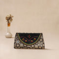 Traditional Kutch Mashru Silk Leather Flap Clutch / Wallet 36
