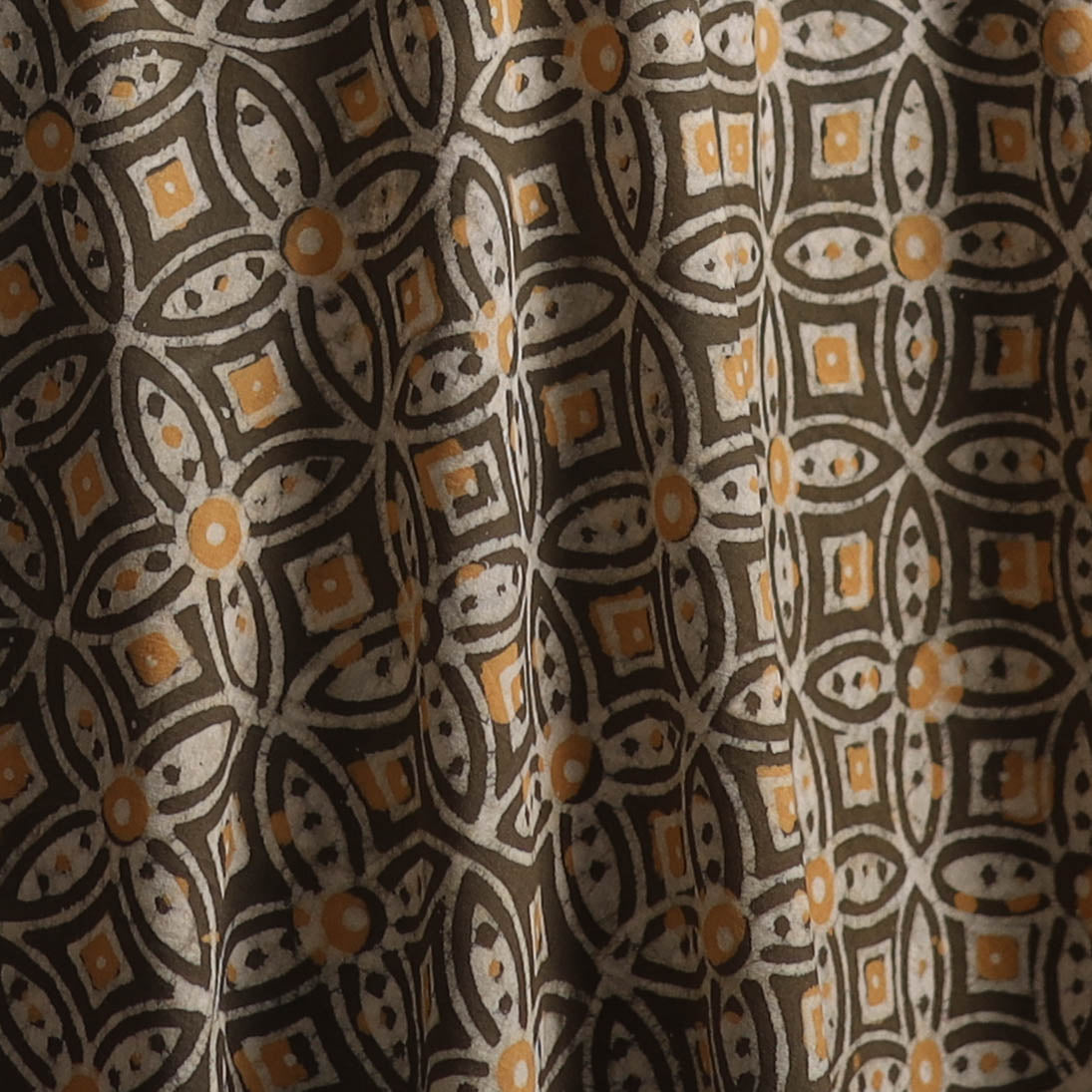 Brown - Bagru Dabu Hand Block Print Natural Dyed Cotton Fabric 24