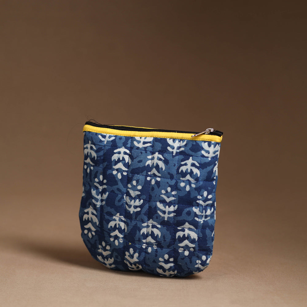 Blue - Handmade Quilted Cotton Utility Pouch 49