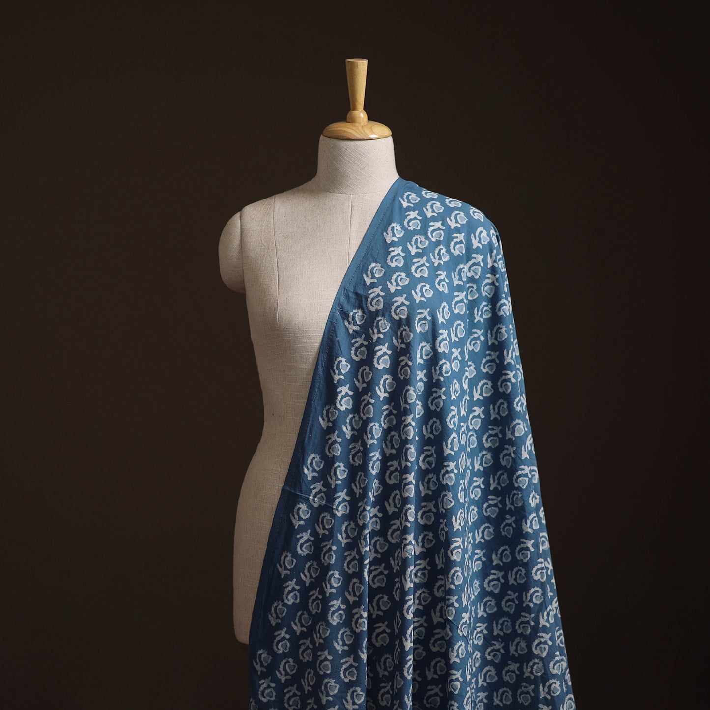 Blue - Bagru Dabu Hand Block Print Natural Dyed Cotton Fabric 25