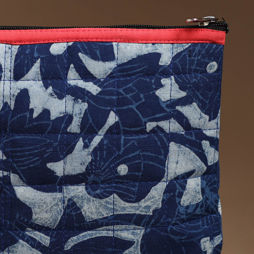 Blue - Handmade Quilted Cotton Utility Pouch 50